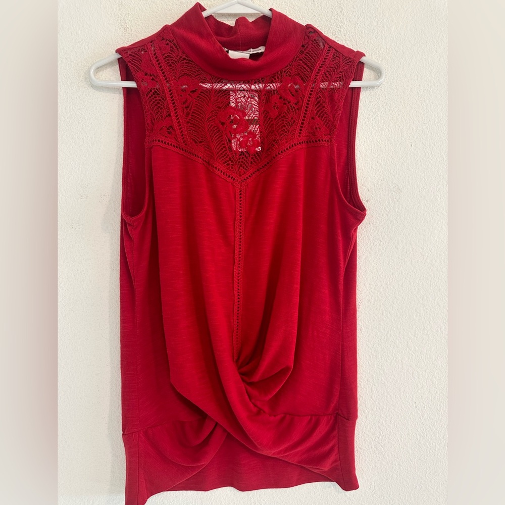 American Rag Red Lace Detail Blouse